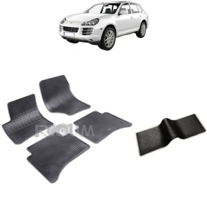 Set 5 covorase auto PORSCHE CAYENNE I din 11.2002 - 2010, cu covoras tunel median, Caroserie SUV