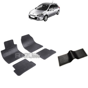 Set 5 covorase auto RENAULT CLIO III din 01.2008 - 02.2013, cu covoras tunel median, Caroserie COMBI