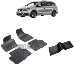 Set 5 covorase auto SEAT ALHAMBRA II din 09.2010 - 03.2022, cu covoras tunel median, Caroserie VAN