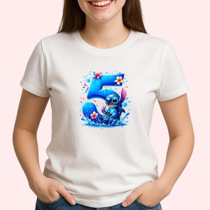 Tricou Alfabet Cifra 5 cu fluturi colorati, stele aurii, flori colorate, Alb, Unisex Dama si Barbat | Copii - Img 3