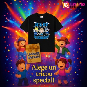Tricou Labubu birthday albastru, Unisex Dama si Barbat | Copii, Culoare Negru - Img 11