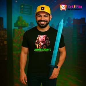 Tricou Minecraft Porcul De Foc Tricou Negru Copii | Dama | Barbat - Img 2