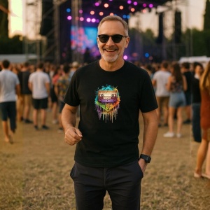 Tricou Music On Cassette Stil Colorat, Copii | Dama | Barbat, culoare negru - Img 5
