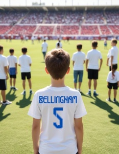 Tricou Personalizat pentru Copii cu Bellingham la Real Madrid - Cadou Ideal pentru Fanii Fotbalului - Bellingham Real Madrid Tricou Copii - Img 2