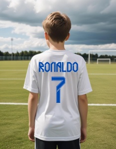 Tricou Personalizat pentru Copii cu Ronaldo la Real Madrid - Cadou Ideal pentru Fanii Fotbalului - Ronaldo Real Madrid Tricou Copii - Img 2