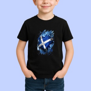 Tricou Scotland Steag Splash Art, Copii | Dama | Barbat, culoare negru - Img 3