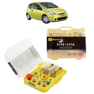 Kit trusa Set becuri H4 compatibila cu CITROEN C2 ENTERPRISE (JG_) din 2006-2009, bec far, semnalizare , pozitie, iluminare numar, frana, plafoniera, stop frana