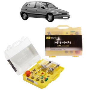 Kit trusa Set becuri H4 compatibila cu DAIHATSU CHARADE III (G100, G101, G102) din 1987-1993, bec far, semnalizare , pozitie, iluminare numar, frana, plafoniera, stop frana