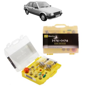 Kit trusa Set becuri H4 compatibila cu FORD ESCORT III (GAA) din 1980-1985, bec far, semnalizare , pozitie, iluminare numar, frana, plafoniera, stop frana