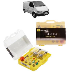 Kit trusa Set becuri H4 compatibila cu FORD TRANSIT Van (E_ _) din 1991-2000, bec far, semnalizare , pozitie, iluminare numar, frana, plafoniera, stop frana