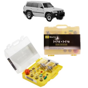 Kit trusa Set becuri H4 compatibila cu NISSAN PATROL GR V Wagon (Y61) din 1997-2002, bec far, semnalizare , pozitie, iluminare numar, frana, plafoniera, stop frana