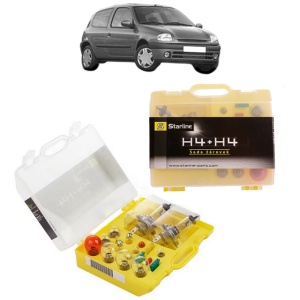 Kit trusa Set becuri H4 compatibila cu RENAULT CLIO II (BB_, CB_) din 1998-2016, bec far, semnalizare , pozitie, iluminare numar, frana, plafoniera, stop frana