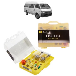 Kit trusa Set becuri H4 compatibila cu TOYOTA HIACE IV Bus (__H1_, __H2_) din 1995-2012, bec far, semnalizare , pozitie, iluminare numar, frana, plafoniera, stop frana