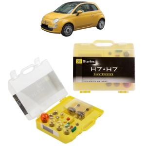 Kit trusa Set becuri H7 compatibila cu FIAT 500 C (312_) din 2009-2020, bec far, semnalizare , pozitie, iluminare numar, frana, plafoniera, stop frana