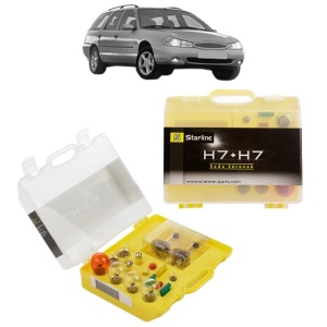 Kit trusa Set becuri H7 compatibila cu FORD MONDEO II Turnier (BNP) din 1996-2000, bec far, semnalizare , pozitie, iluminare numar, frana, plafoniera, stop frana