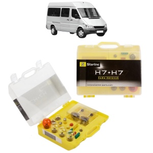 Kit trusa Set becuri H7 compatibila cu MERCEDES-BENZ SPRINTER 3-t Bus (B903) din 1995-2006, bec far, semnalizare , pozitie, iluminare numar, frana, plafoniera, stop frana