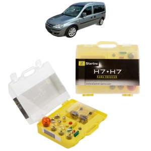 Kit trusa Set becuri H7 compatibila cu OPEL COMBO Tour din 2001-2011, bec far, semnalizare , pozitie, iluminare numar, frana, plafoniera, stop frana