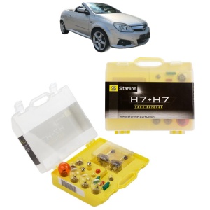 Kit trusa Set becuri H7 compatibila cu OPEL TIGRA TwinTop (X04) din 2004-2010, bec far, semnalizare , pozitie, iluminare numar, frana, plafoniera, stop frana