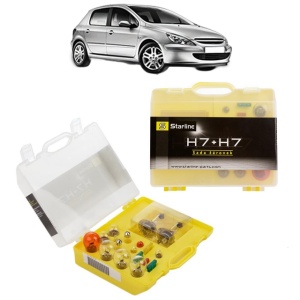 Kit trusa Set becuri H7 compatibila cu PEUGEOT 307 (3A/C) din 2000-2009, bec far, semnalizare , pozitie, iluminare numar, frana, plafoniera, stop frana - Img 1