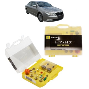 Kit trusa Set becuri H7 compatibila cu SKODA SUPERB II (3T4) din 2008-2015, bec far, semnalizare , pozitie, iluminare numar, frana, plafoniera, stop frana