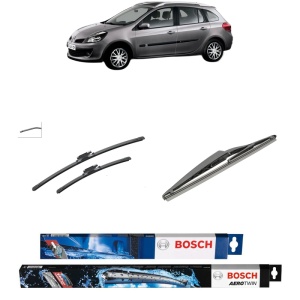 Set 3 stergatoare RENAULT CLIO III Grandtour (KR0/1_) din 2007-2014, Bosch Aerotwin, din cauciuc siliconat rezistent