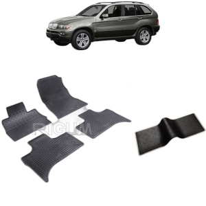 Set 5 covorase auto BMW X5 E53 din 06.2000 - 03.2007, cu covoras tunel median, Caroserie SUV