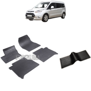 Set 5 covorase auto FORD TOURNEO CONNECT II din 06.2014 - 09.2023, cu covoras tunel median, Caroserie VAN 5 LOCURI