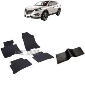 Set 5 covorase auto HYUNDAI TUCSON III din 07.2015 - 09.2020, cu covoras tunel median, Caroserie SUV