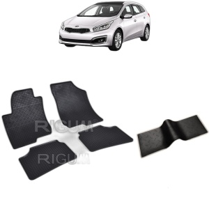 Set 5 covorase auto KIA CEED I din 09.2007 - 08.2012, cu covoras tunel median, Caroserie COMBI