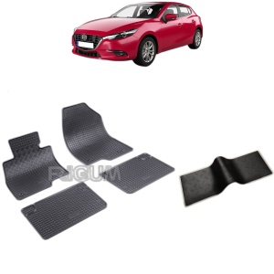 Set 5 covorase auto MAZDA 3 III din 09.2013 - 02.2019, cu covoras tunel median, Caroserie HATCHBACK