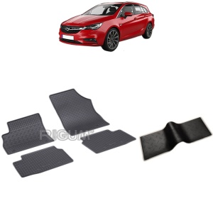 Set 5 covorase auto OPEL ASTRA K din 04.2016 - 12.2021, cu covoras tunel median, Caroserie COMBI