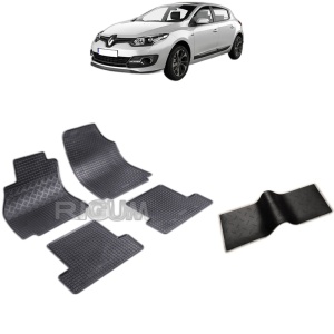 Set 5 covorase auto RENAULT MEGANE III din 11.2008 - 12.2015, cu covoras tunel median, Caroserie HATCHBACK