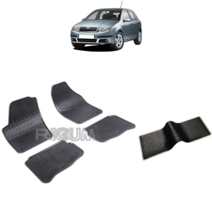Set 5 covorase auto SKODA FABIA I din 2000 - 2007, cu covoras tunel median, Caroserie SEDAN