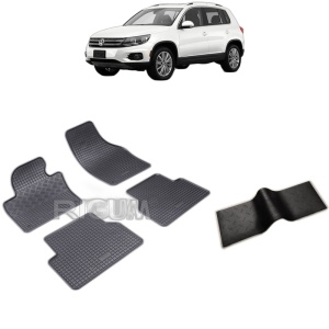 Set 5 covorase auto VOLKSWAGEN TIGUAN I din 07.2007 - 04.2016, cu covoras tunel median, Caroserie SUV