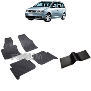 Set 5 covorase auto VOLKSWAGEN TOURAN I din 03.2003 - 08.2015, cu covoras tunel median, Caroserie VAN 5 LOCURI