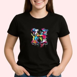 Tricou Alfabet Litera H cu graffiti, design exploziv, arta urbana, Negru, Unisex Dama si Barbat | Copii - Img 2
