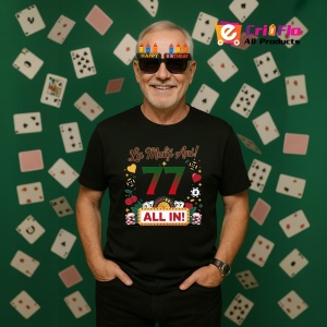 Tricou Aniversar cadou varsta 77 ani, Barbat - Img 2