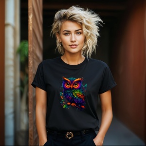 Tricou Bufnita stil curcubeu Negru, Copii | Dama | Barbat - Img 11