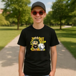 Tricou Labubu zoom out, Unisex Dama si Barbat | Copii, Culoare Negru - Img 4