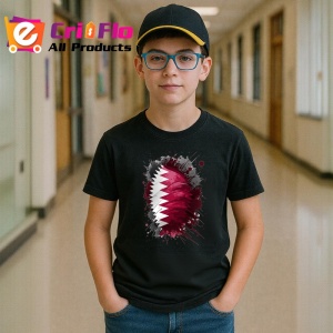 Tricou Qatar Steag Splash Art, Copii | Dama | Barbat, culoare negru - Img 9