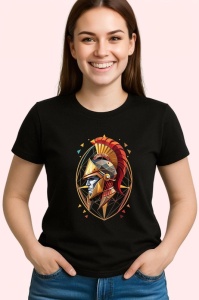 Tricou Razboinic Spartan Abstract, Copii | Dama | Barbat, culoare negru - Img 4