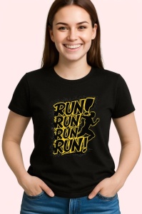 Tricou Run Run Run Run Silueta Galbena, Copii | Dama | Barbat, culoare negru - Img 4