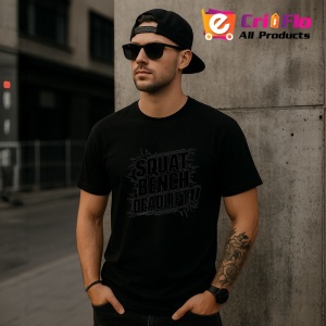 Tricou Squat Bench Deadlift Text Simplu, Copii | Dama | Barbat, culoare negru - Img 7