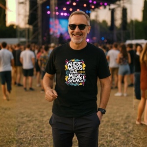 Tricou Where Words Fail Music Speaks, Copii | Dama | Barbat, culoare negru - Img 1
