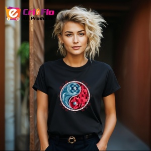 Tricou Yin Yang Rosu Albastru Stil Japonez, Copii | Dama | Barbat, culoare negru - Img 12