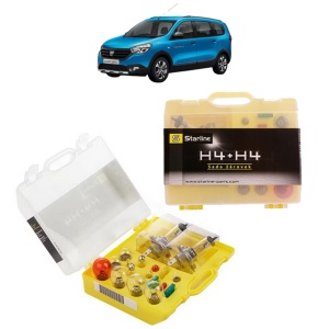 Kit trusa Set becuri H4 compatibila cu DACIA LODGY (JS_) din 2012-2019, bec far, semnalizare , pozitie, iluminare numar, frana, plafoniera, stop frana