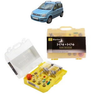 Kit trusa Set becuri H4 compatibila cu FIAT PANDA Hatchback Van (169_) din 2004-2010, bec far, semnalizare , pozitie, iluminare numar, frana, plafoniera, stop frana