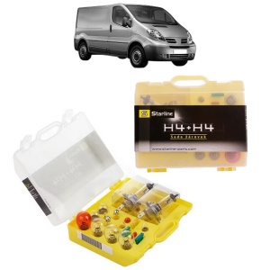 Kit trusa Set becuri H4 compatibila cu NISSAN PRIMASTAR Van (X83) din 2002-2003, bec far, semnalizare , pozitie, iluminare numar, frana, plafoniera, stop frana