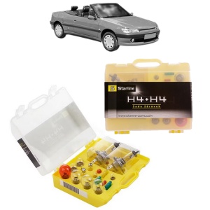 Kit trusa Set becuri H4 compatibila cu PEUGEOT 306 Convertible (7D, N3, N5) din 1994-2002, bec far, semnalizare , pozitie, iluminare numar, frana, plafoniera, stop frana