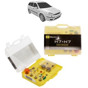 Kit trusa Set becuri H7 compatibila cu FORD FOCUS I Estate Van (DNW) din 1998-2005, bec far, semnalizare , pozitie, iluminare numar, frana, plafoniera, stop frana - Img 1